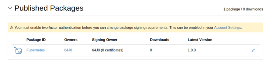 NuGet packages dashboard.